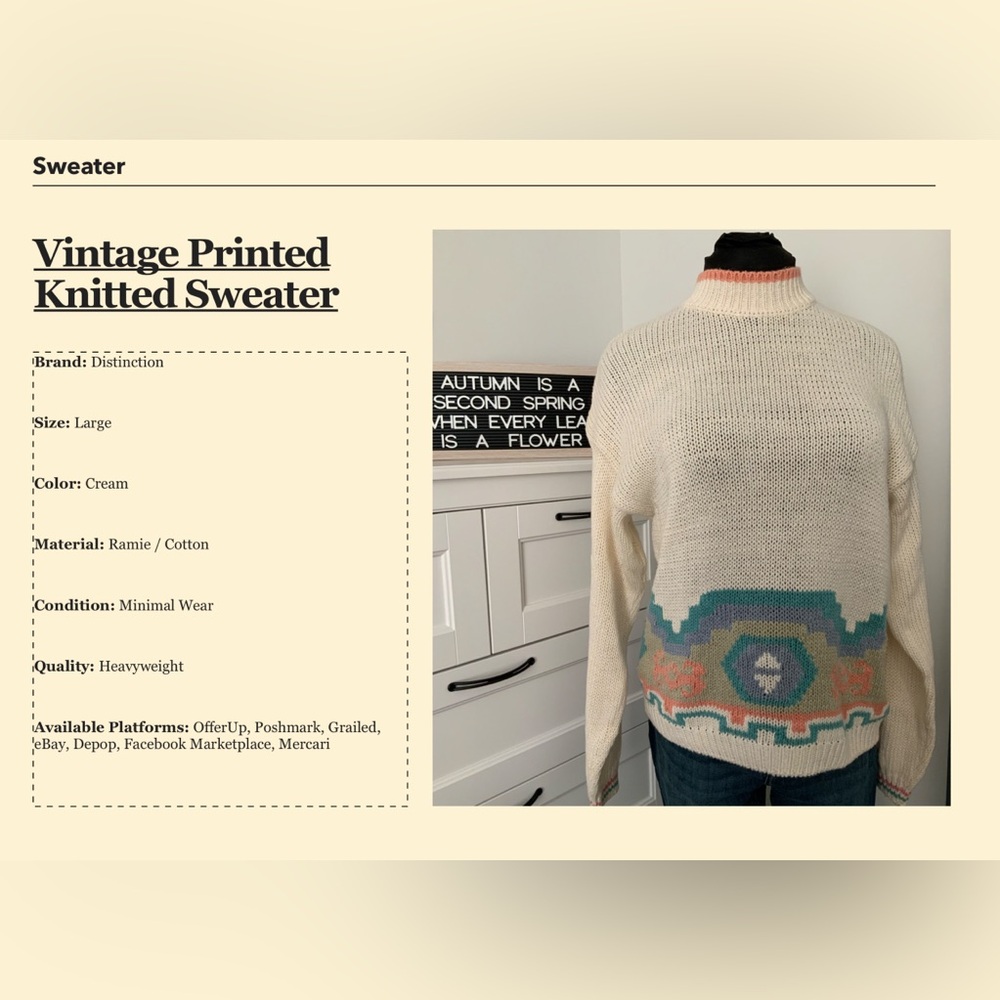Vintage Printed Knitted Sweater